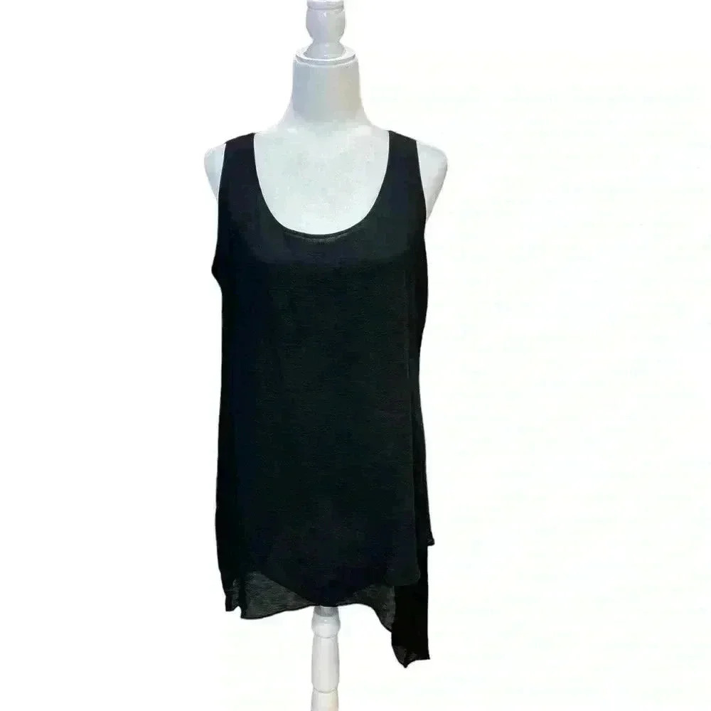 Soft Surroundings Black Asymmetrical Tunic Sleeveless M - Picture 1 of 7